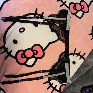 Black Lace Garter Belt with Rhinestone Accents